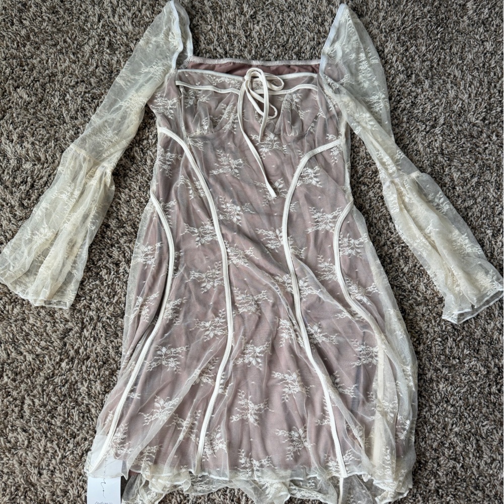 Amazon Lace Overlay Chemise in Blush and Cream
